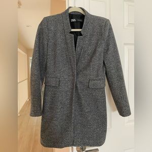 ZARA COAT size small slim fit modern cut herringbone grey
